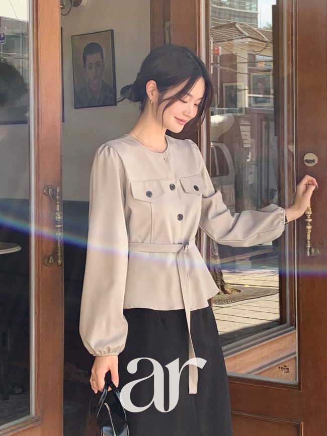 벨트 세트 트렌치 블라우스 bs8440 - 상세 이미지 4