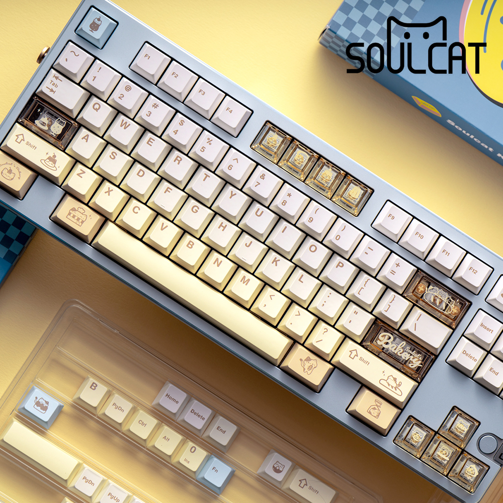Soulcat 고양이키캡 PBT 귀여운 예쁜 체리 베이커리 - 상품 이미지