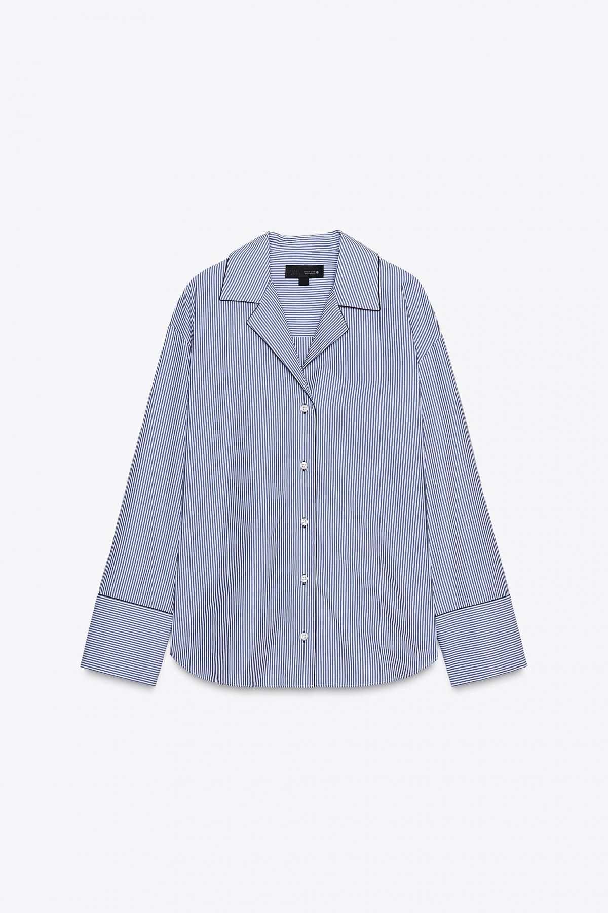 자라 스트라이프 테크니컬 긴팔 셔츠 8860/887 BLUE/WHITE - 메인 이미지