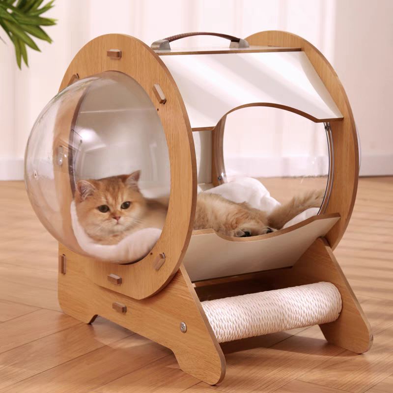 고양이 텐트 동굴하우스 캣하우스 투명 애견 애견집 방수 겨울집 야외 고양이집 캡슐 스페이스캡 고양이 집 60cmx48cmx48cm