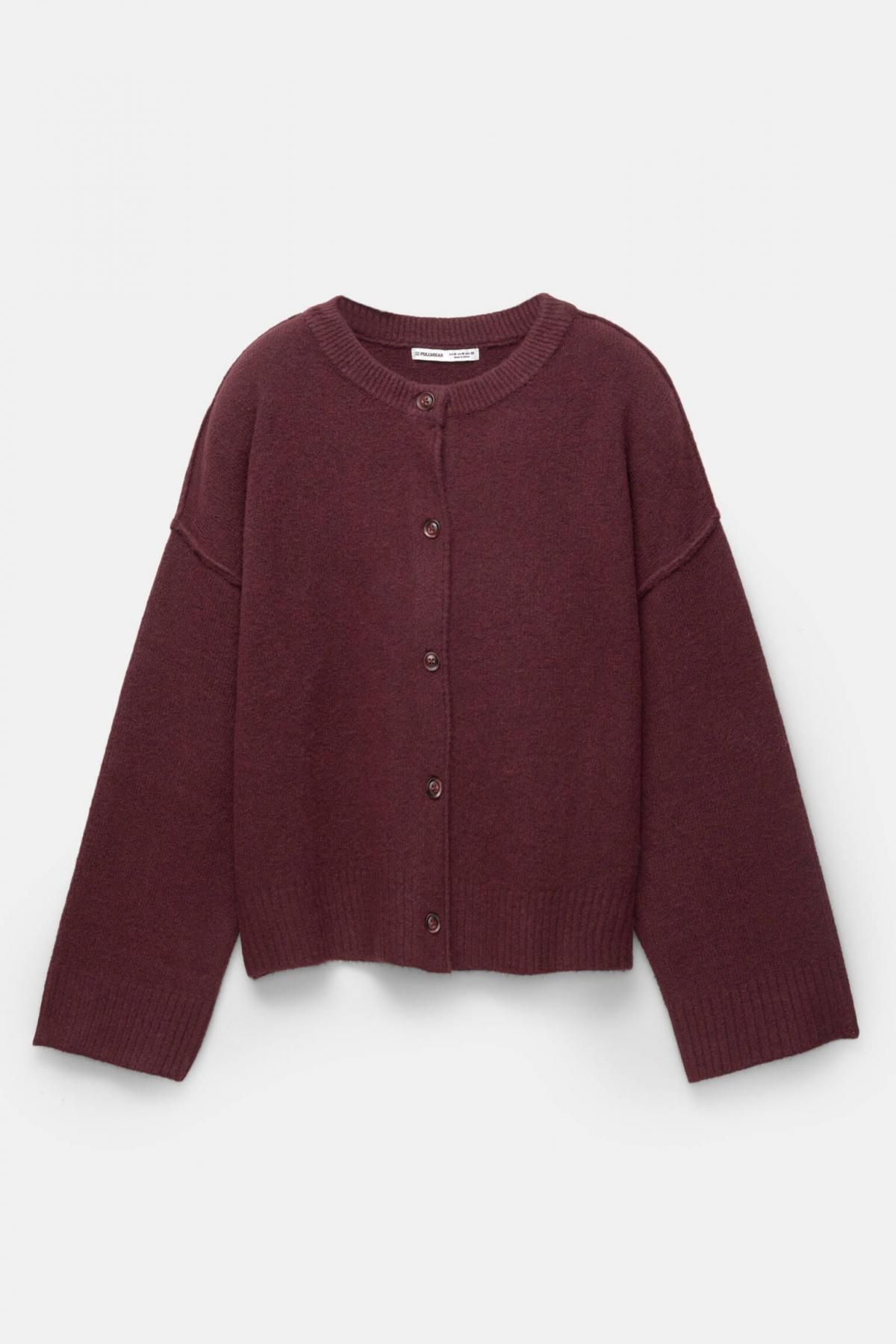 풀앤베어 소프트 브이넥 래글런 버튼 니트 가디건 7553/305 MAROON - 상품 이미지