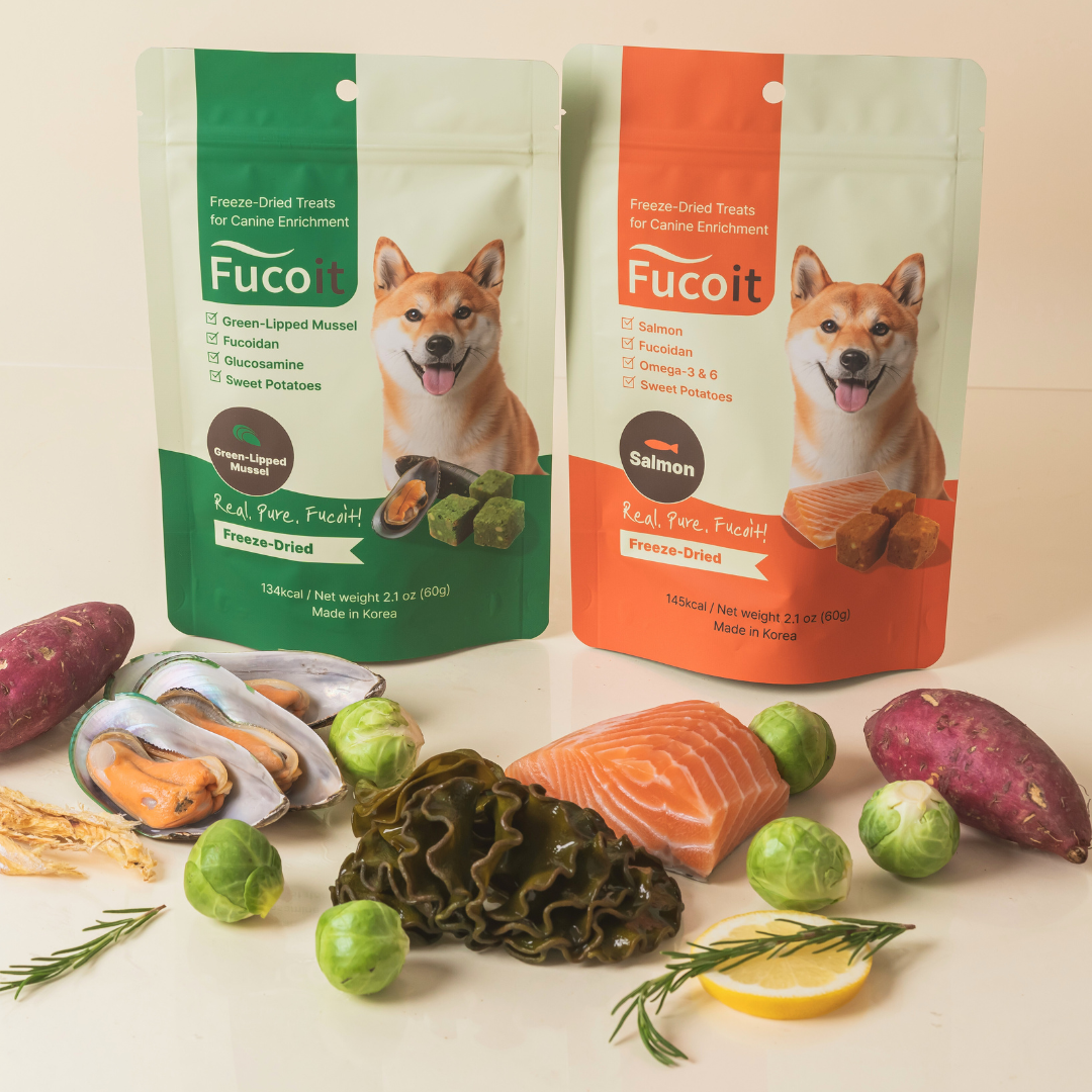후코잇 동결건조 초록입홍합 60g + 연어 60g 강아지 반려견 완도산 후코이단 면역력케어 - 상품 이미지