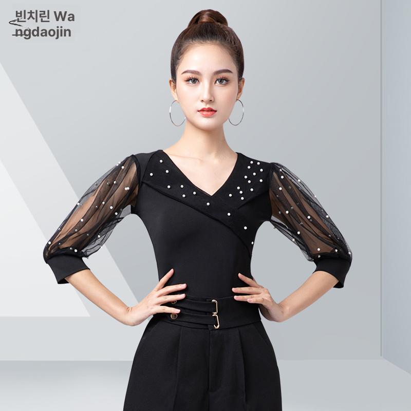 라틴 댄스 여성 사교 공연 에어로빅 힙합 공연복 줌바 연습복  줌바댄스 라틴댄스 블랙 S - 상세 이미지 2