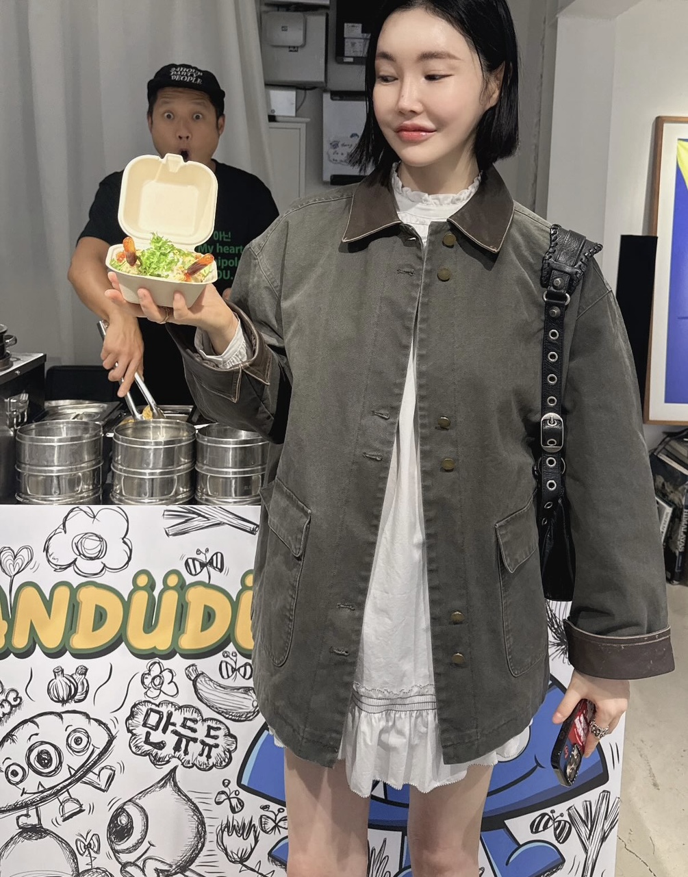 헬더 램스킨 배색 워크자켓 가을 빈티지 피크먼트 야상점퍼 이미지 7