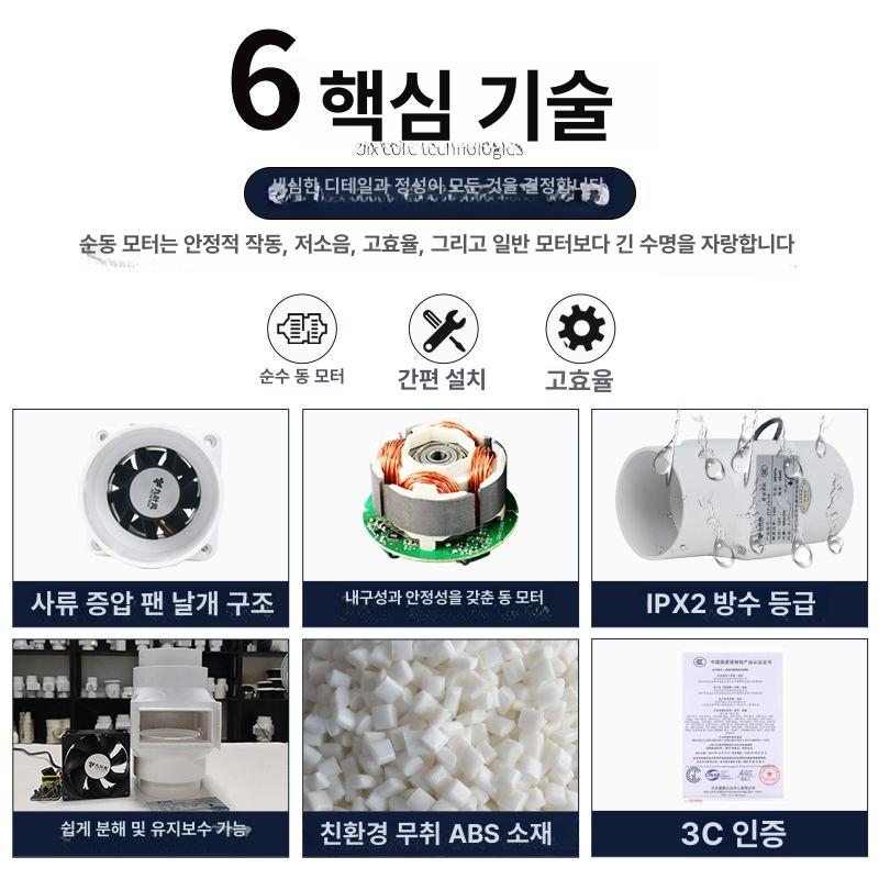벤츄레이터 태양광 냄새 후드관 휀 단열 가스배출기 4인치 110mm 13W 12V유선 A - 상세 이미지 4