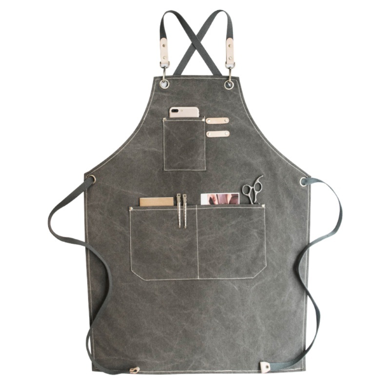 미용 앞치마 공방 apron 방수 캔버스 네일샵 미용실 가운 헤어 카페 다크그레이 Free 1개 - 상세 이미지 4