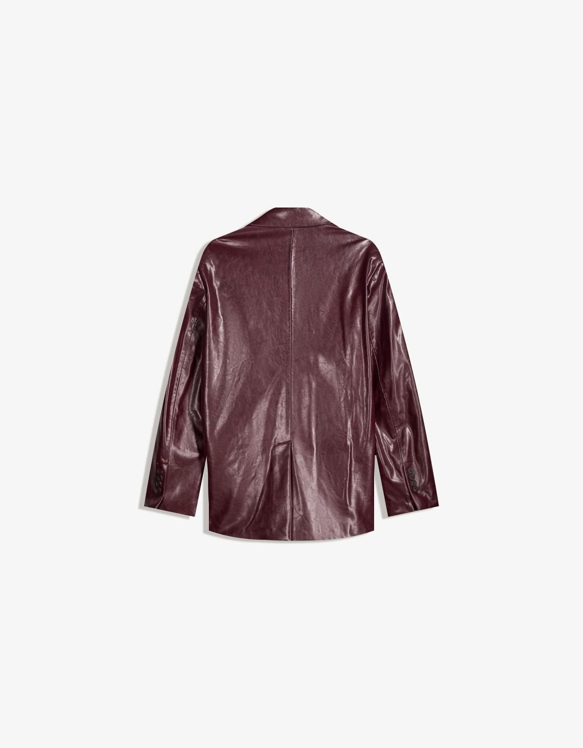 버쉬카 오버핏 페이크 레더 테일러드 블레이저 6538/677 BURGUNDY - 상세 이미지 5