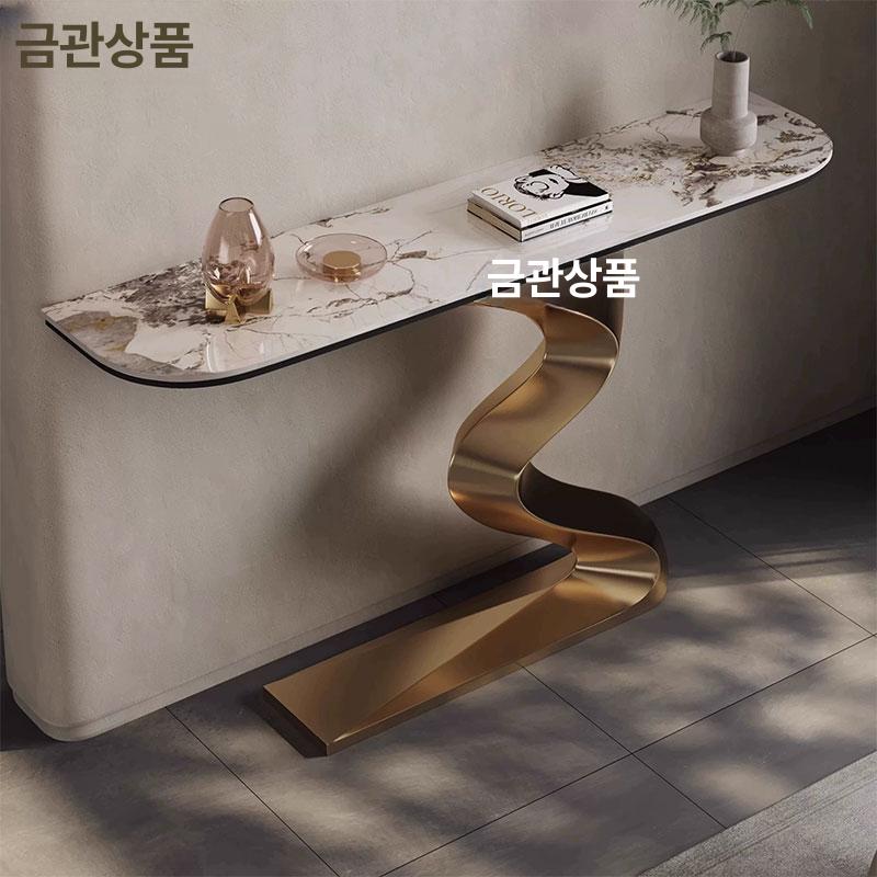 대리석 콘솔 테이블 복도 협탁 인테리어 고급 장식장 스타일 A 1000x350x850 조립 필요 - 상세 이미지 2