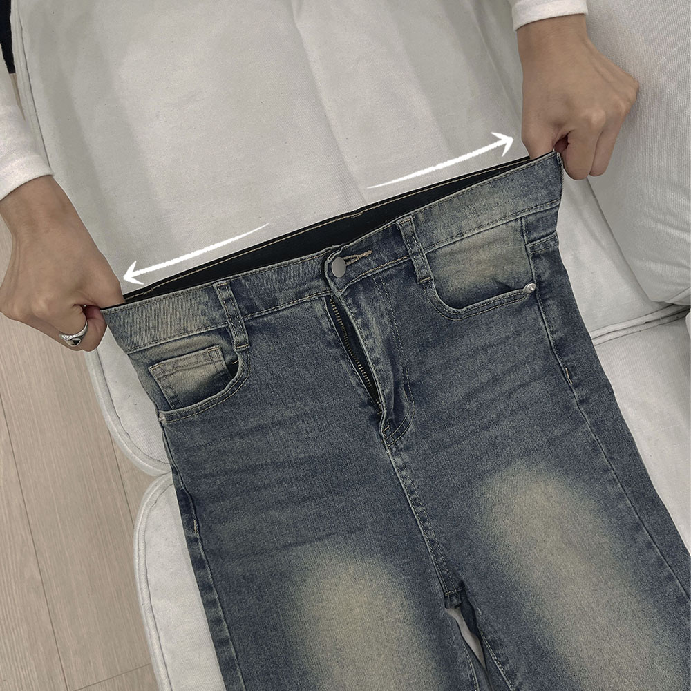 하이웨스트 세미부츠컷데님 밴딩청바지 그레이청 - 상세 이미지 2