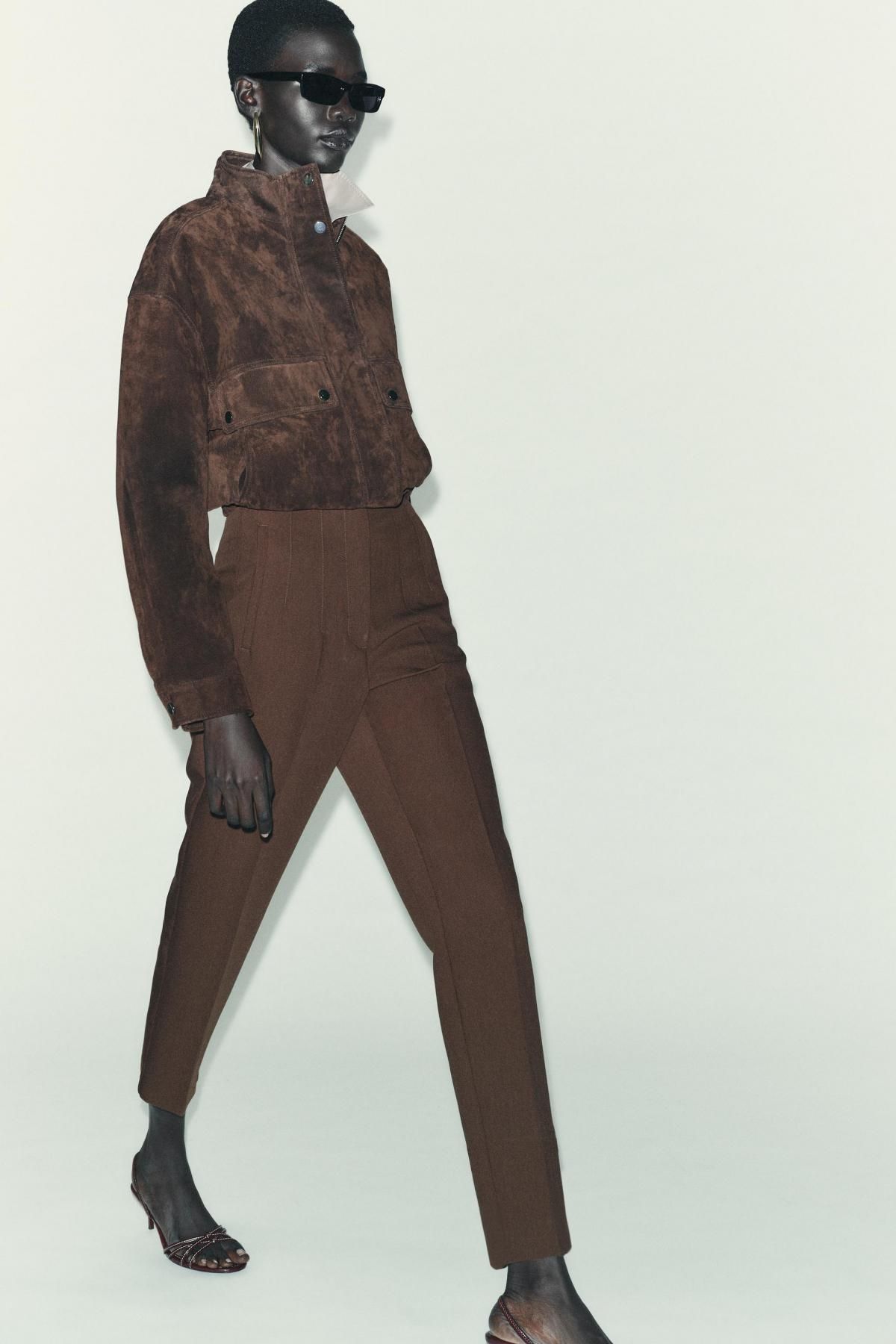 자라 브라운 하이웨이스트 슬림핏 팬츠 1478/631 BROWN - 상세 이미지 3