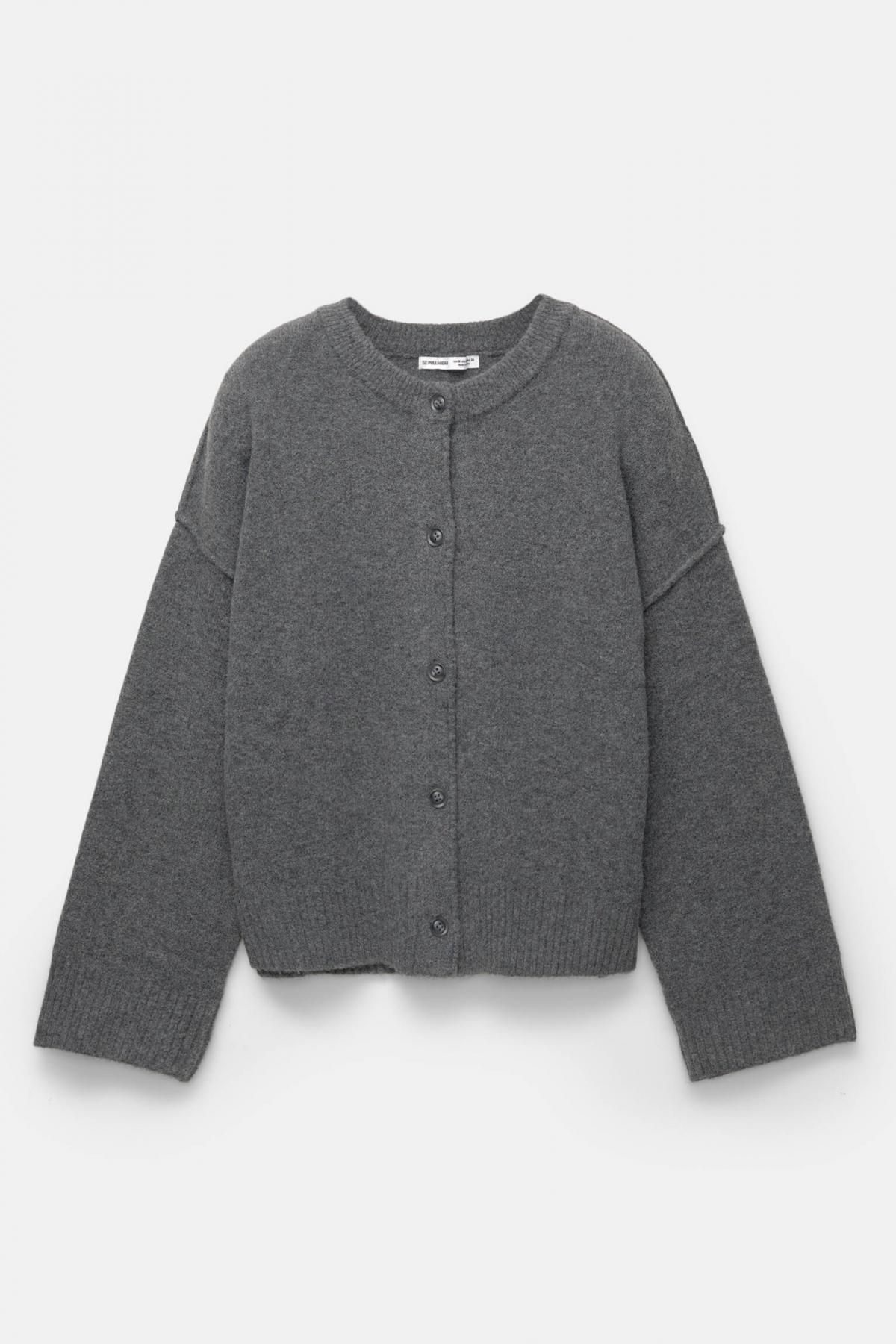 풀앤베어 소프트 라운드넥 니트 가디건 7553/305 ANTHRACITE GREY - 메인 이미지