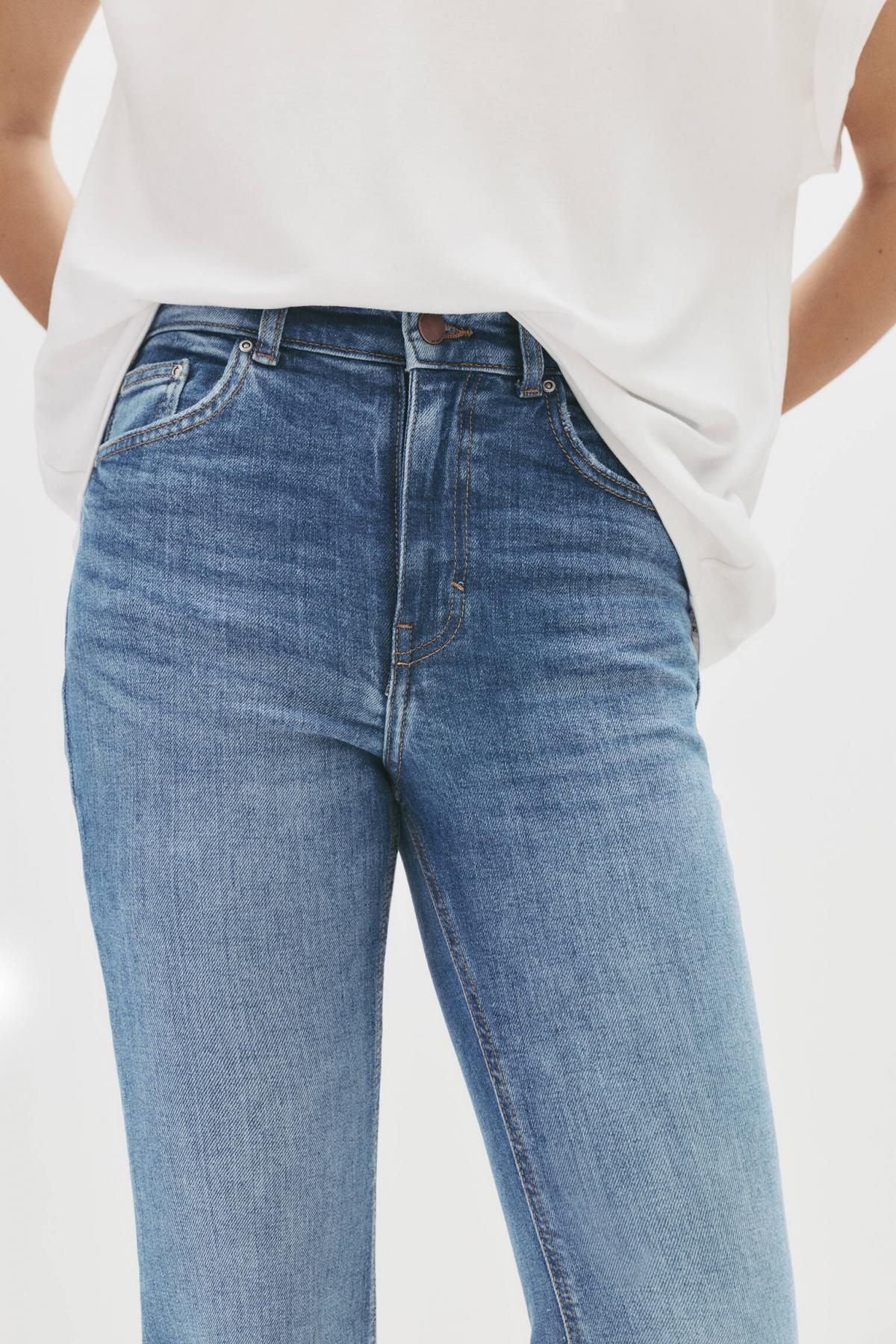 풀앤베어 하이라이즈 스트레치 부츠컷 데님 팬츠 7683/308 MEDIUM BLUE - 상세 이미지 5