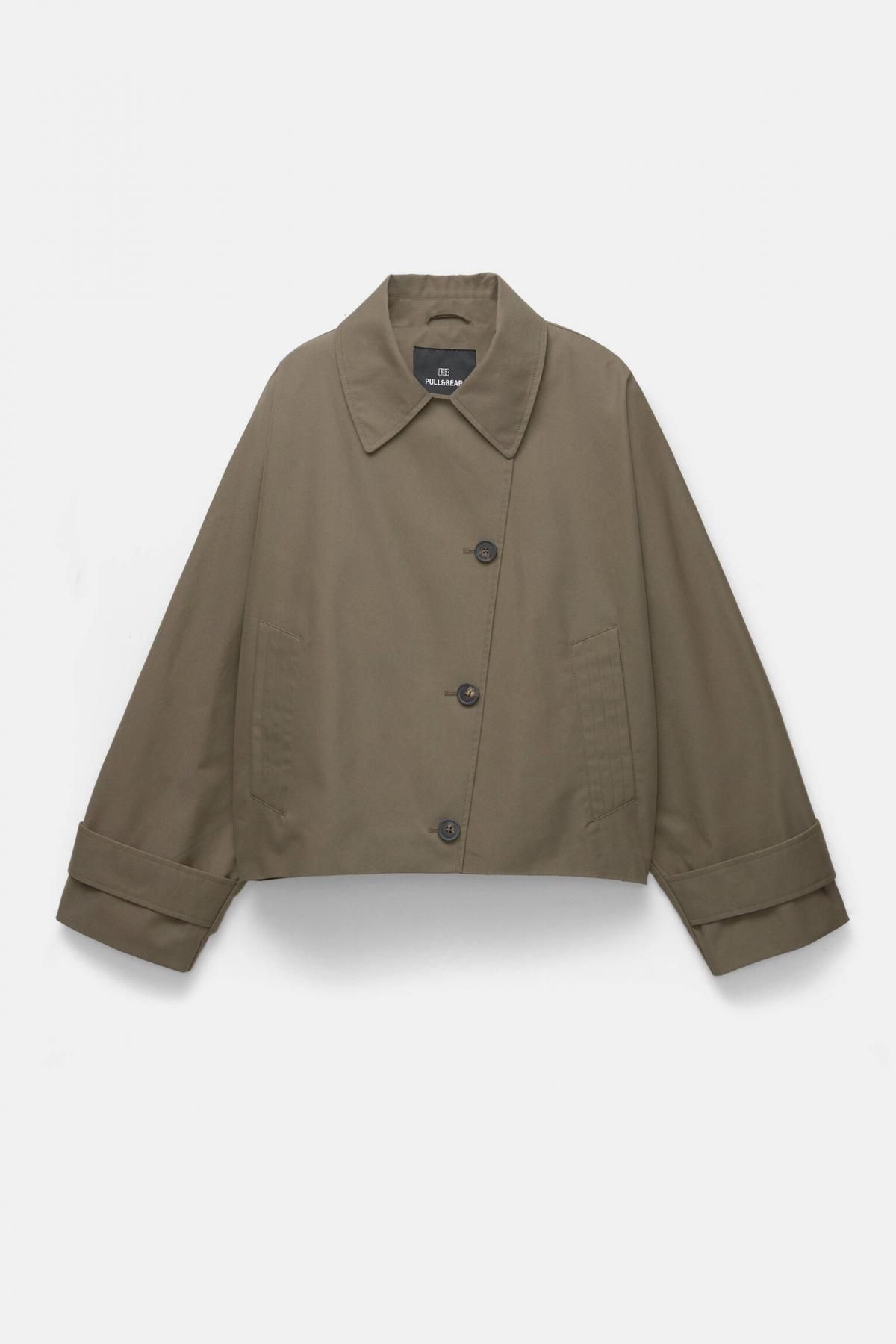 풀앤베어 트렌디 볼륨소매 숏 트렌치코트 7800/351 DARK KHAKI - 상품 이미지