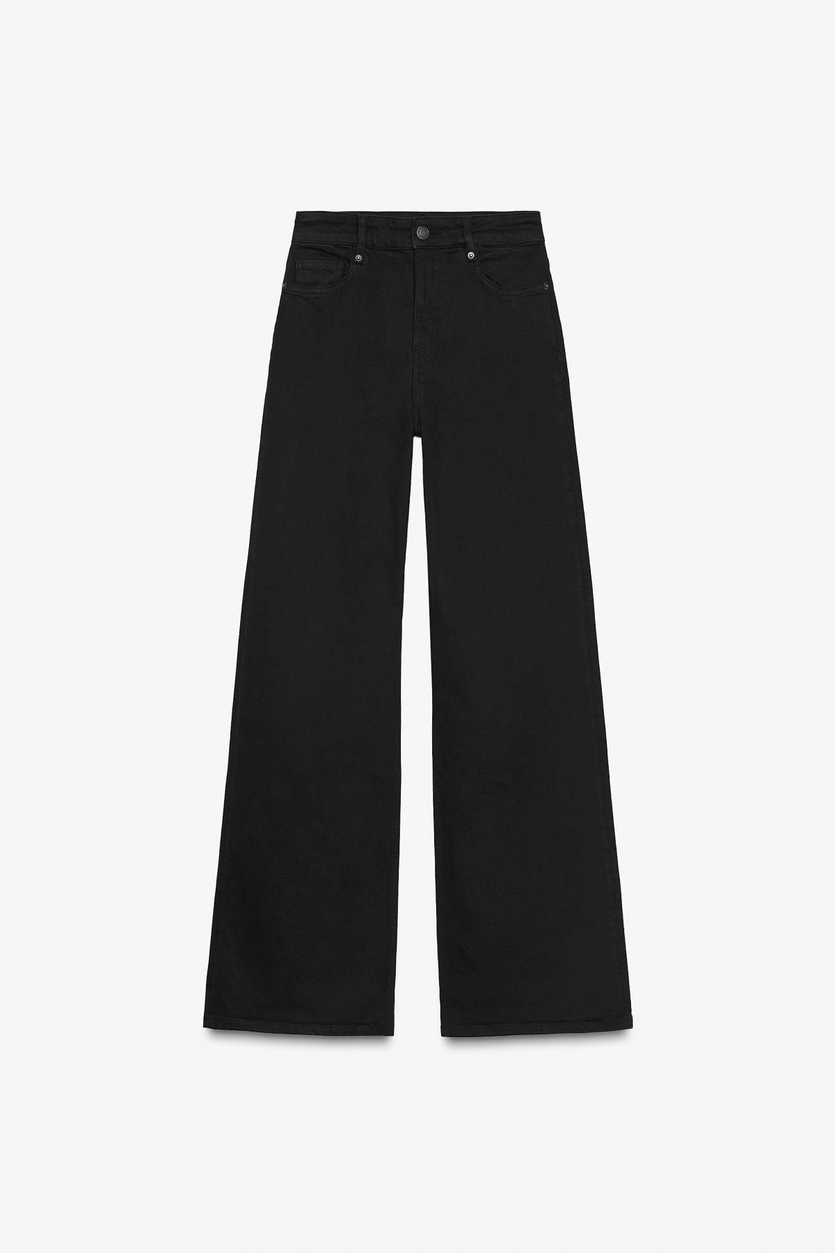 자라 하이웨이스트 와이드핏 데님 팬츠 8307/251 BLACK - 상세 이미지 4