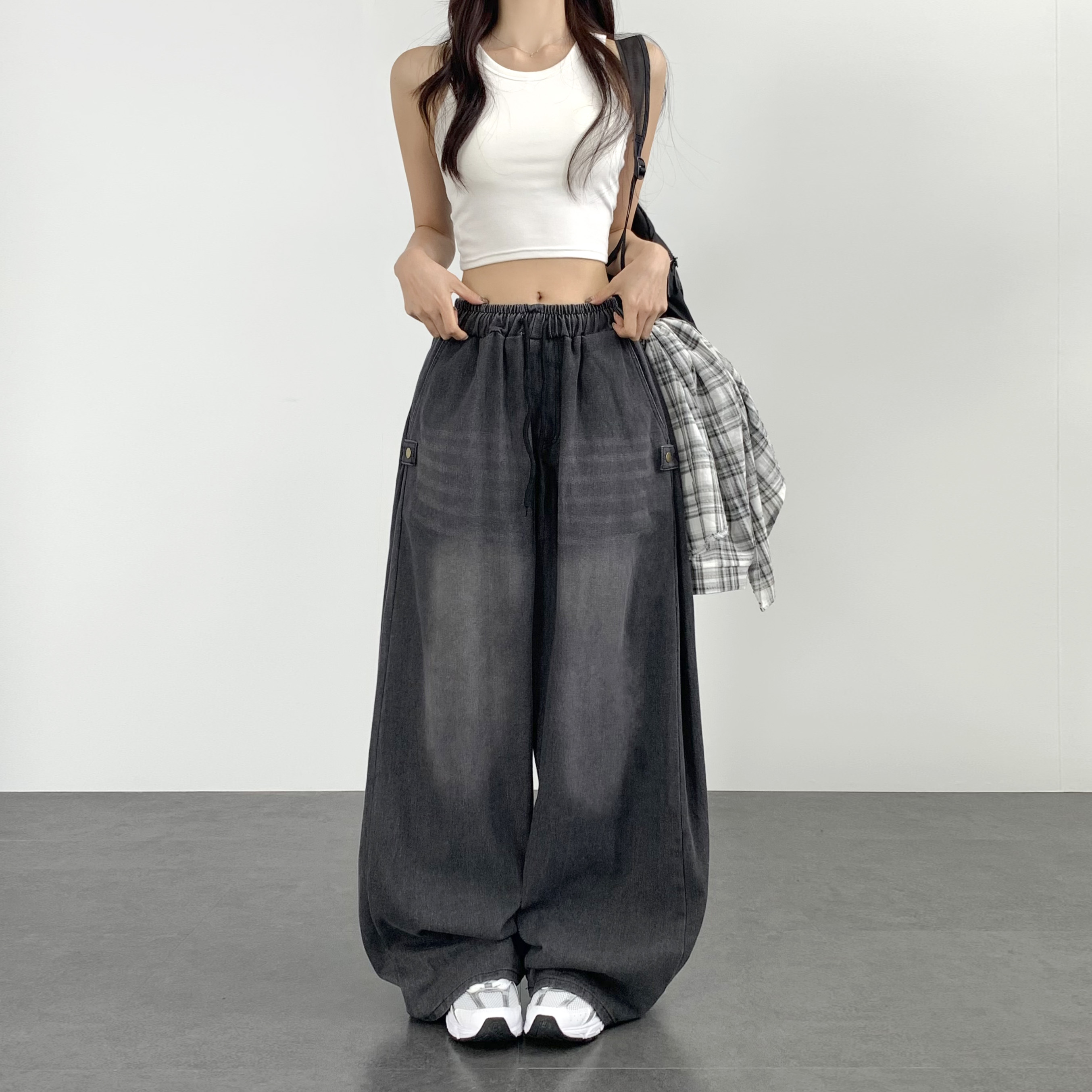 여성 청바지 데님사이드핀턱 와이드핏 제품 이미지