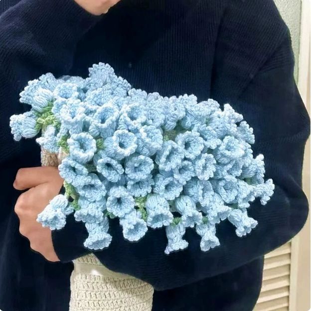 꽃다발블랭킷 DIY 꽃다발이되는담요 뜨개꽃 장미 손뜨개 꽃다발담요 뜨개질 뜨게꽃 뜨개diy 핑크 그라데이션 릴리 도구 설명 포함 - 상세 이미지 3
