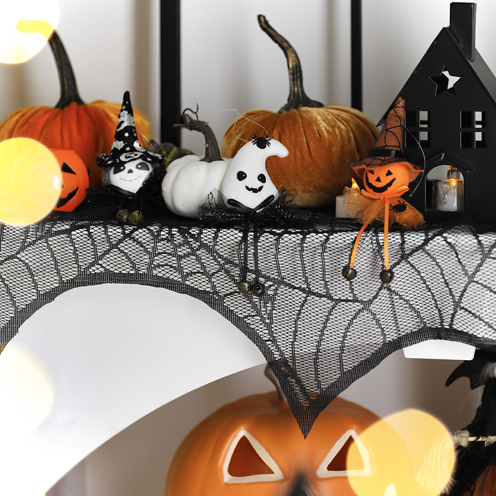 할로윈 거미줄 레이스 천 테이블보 벽장식 커튼 가랜드 파티 장식용품 원형