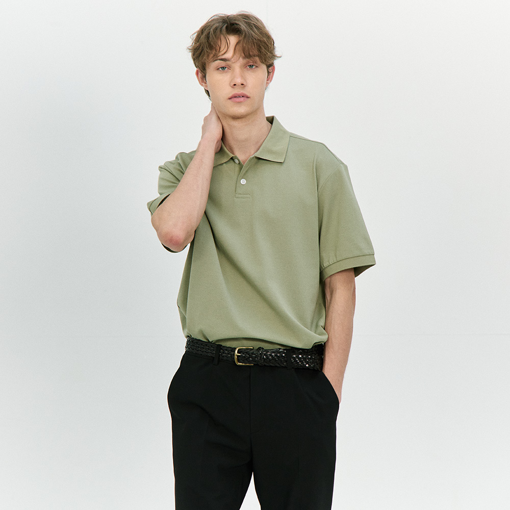 베이직하우스 세미 오버핏 피케 폴로티