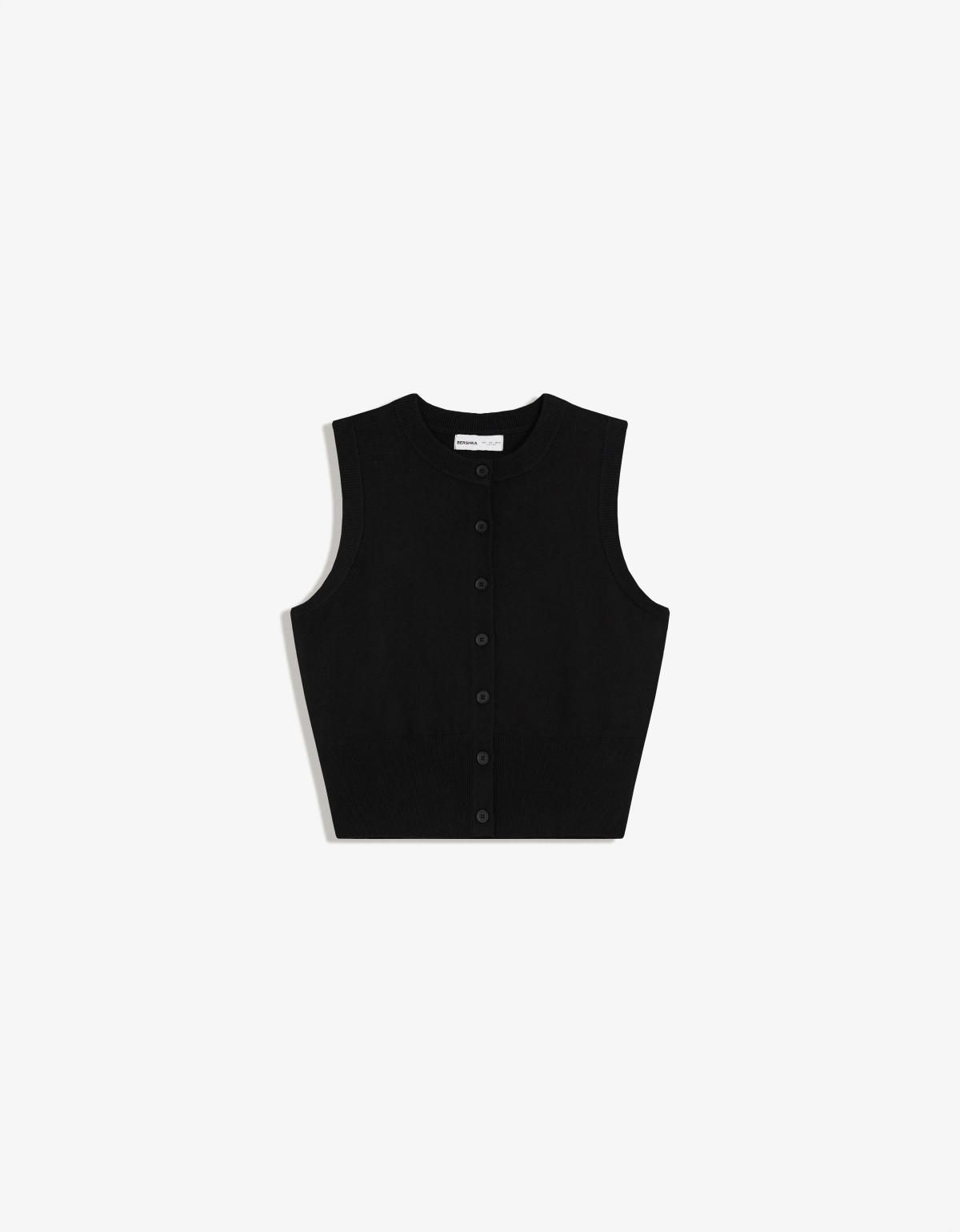 버쉬카 베이직 버튼 니트 베스트 3565/693 BLACK - 상세 이미지 3