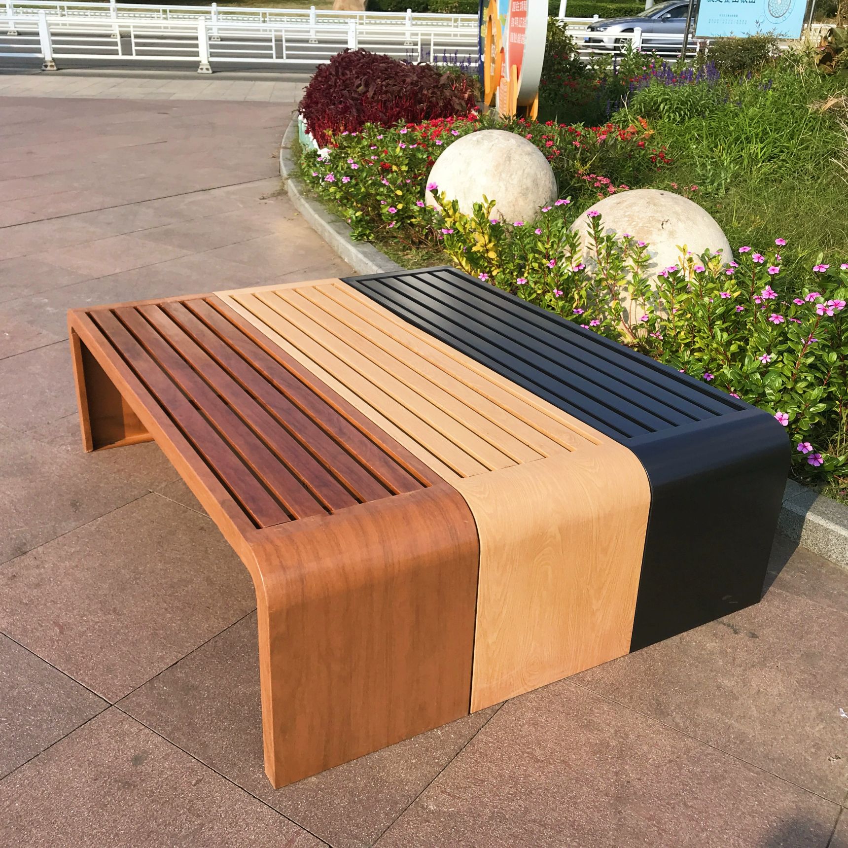 실내 벤치 화단 탈의실 병원 웨이팅 대형 공원 테라스 180x40x45 라이트 우드 - 상세 이미지 2