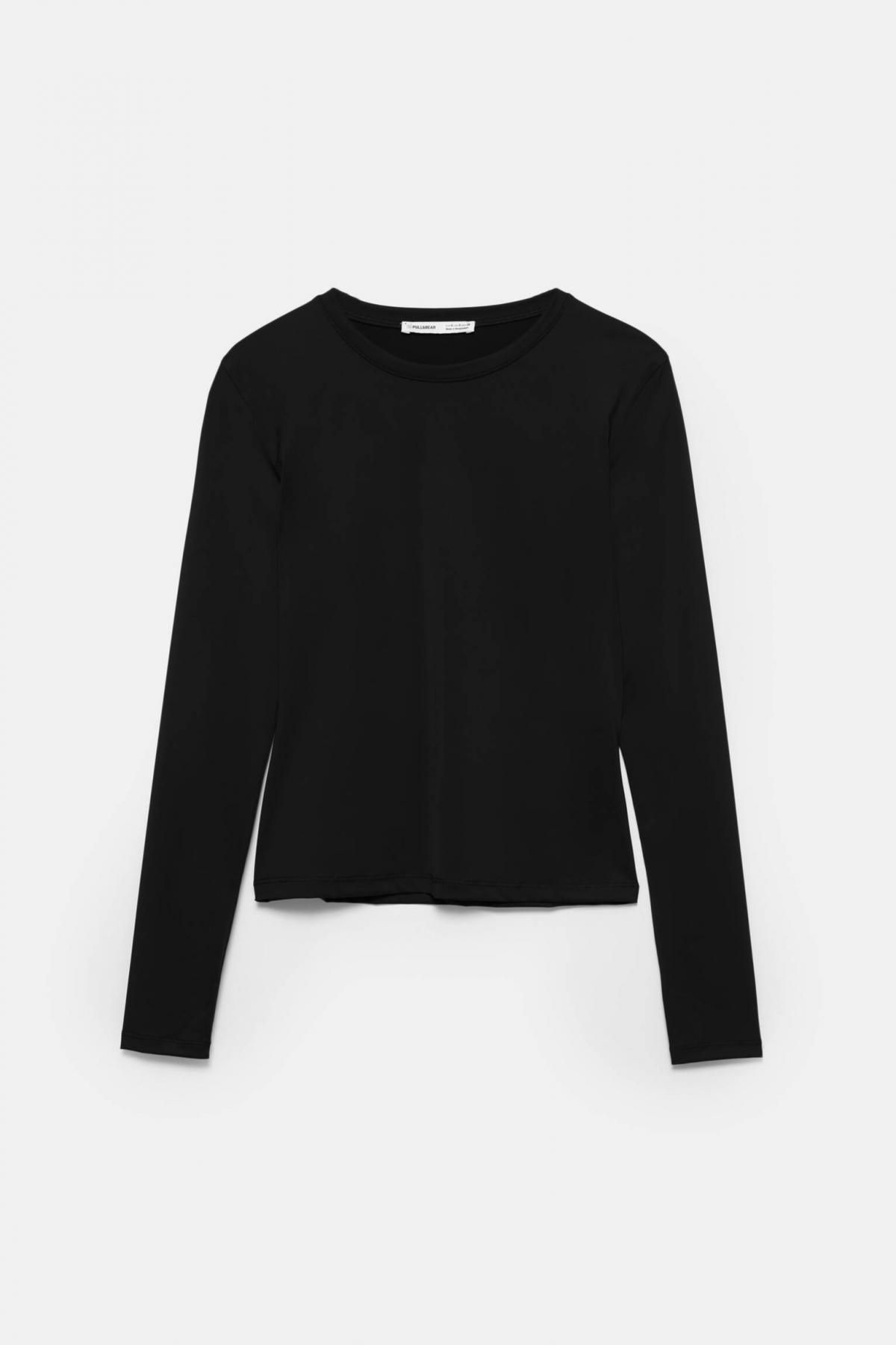 풀앤베어 슬림핏 폴리아미드 라운드넥 긴팔 티셔츠 7152/307 BLACK - 메인 이미지