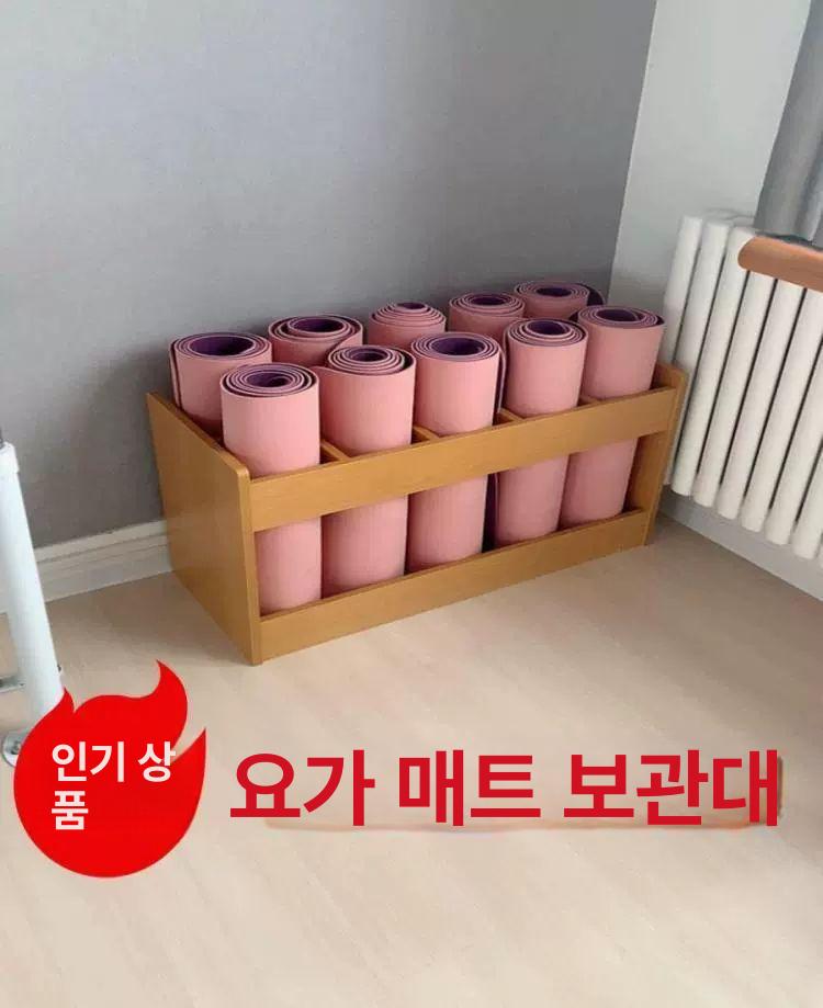 요가매트 정리함 나무 수납 수납함 철제 선반 바구니 거치대 운동기구 필라테스 수납장 홈트 5칸 110x25x50 20x22 - 상세 이미지 2