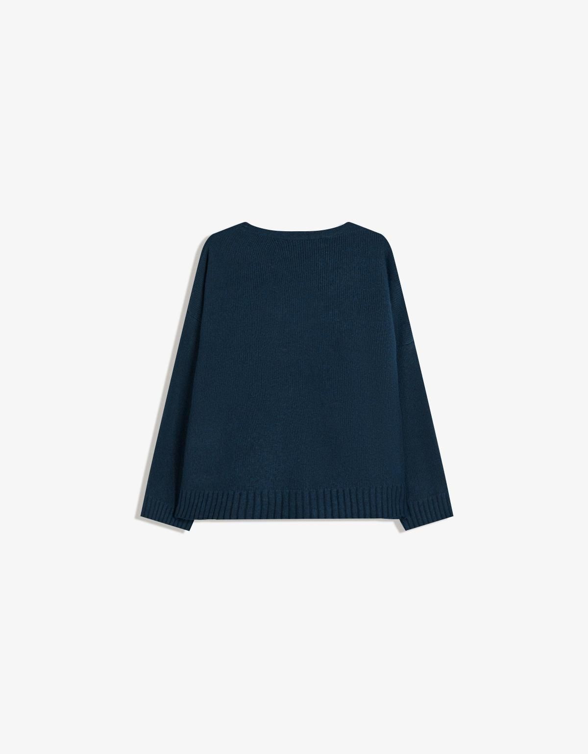 버쉬카 베이직 브이넥 버튼 니트 가디건 6984/777 BLUE - 상세 이미지 2