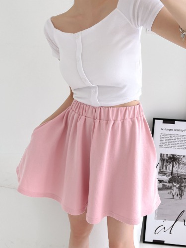 폼나나 Pomnana 루즈핏 고무줄 무지 기본 봄 여름 치마바지 바지 - 상품 이미지