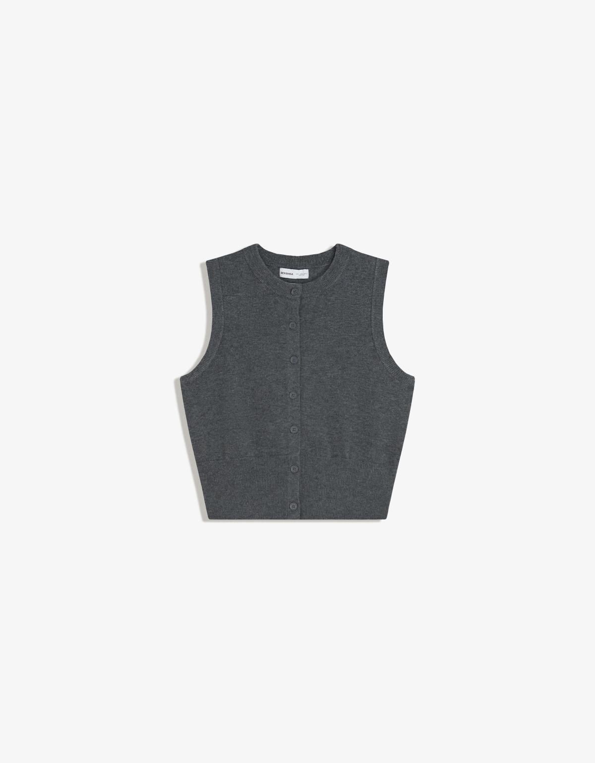 버쉬카 데일리 베이직 니트 버튼 베스트 3565/693 GREY - 상세 이미지 3