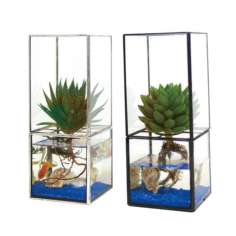 육각형 화병 꽃꽂이 특이한 꽃병 특이한화분 투명 거실 가드닝 5x8 화분 하우스 21x21x15cm 유리 유리만 - 상세 이미지 2
