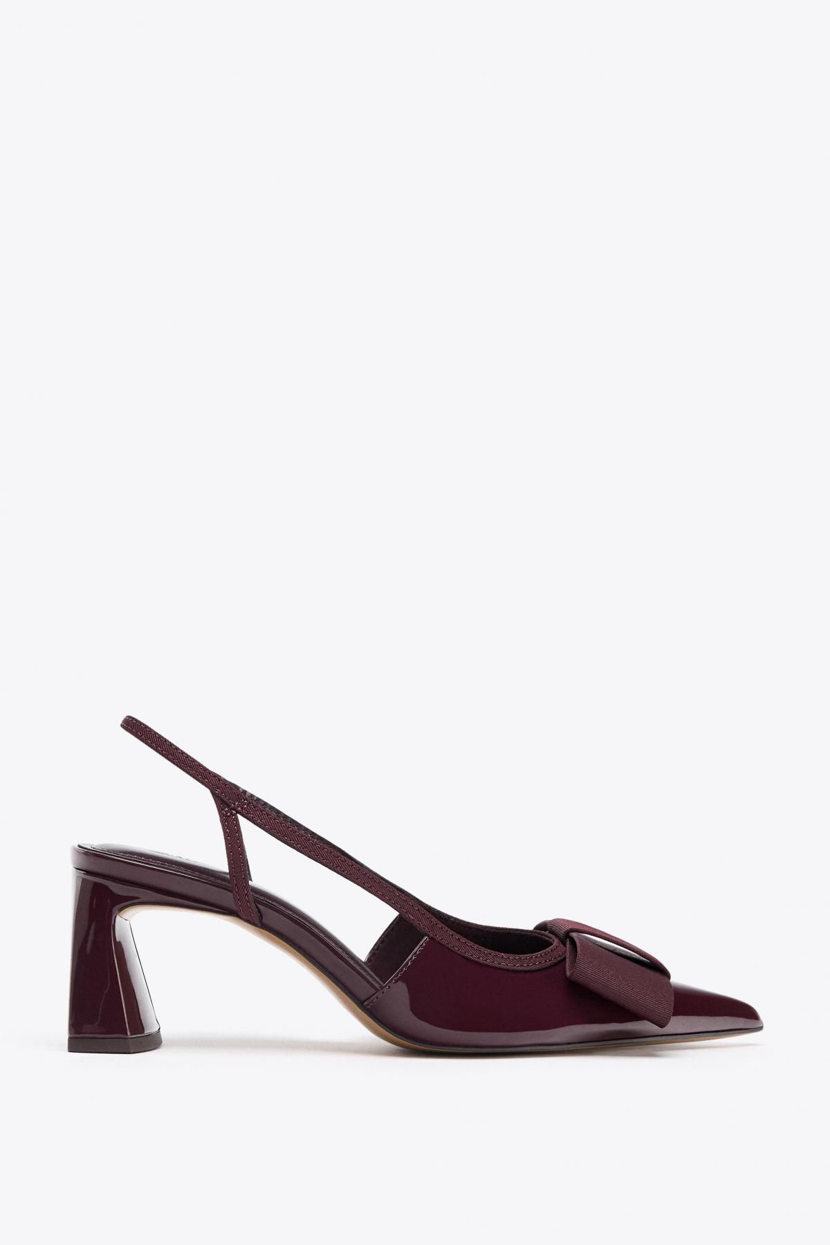 자라 페이턴트 리본 슬링백 힐 슈즈 2221/610 BURGUNDY RED - 상품 이미지
