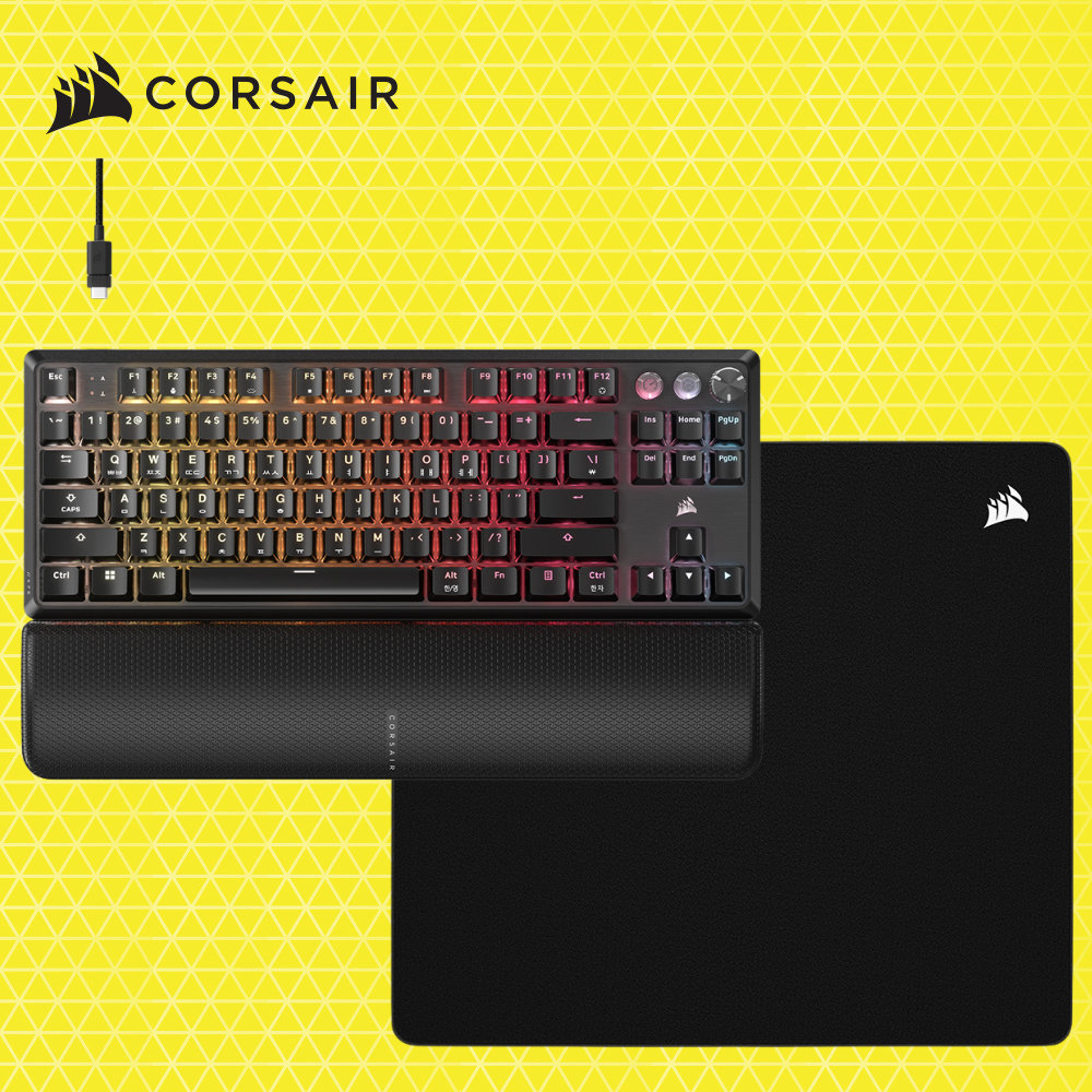 커세어 K70 MGX TKL 자석축 게이밍 기계식키보드 + MM500 v2 LARGE 게이밍마우스패드 블랙 - 메인 이미지