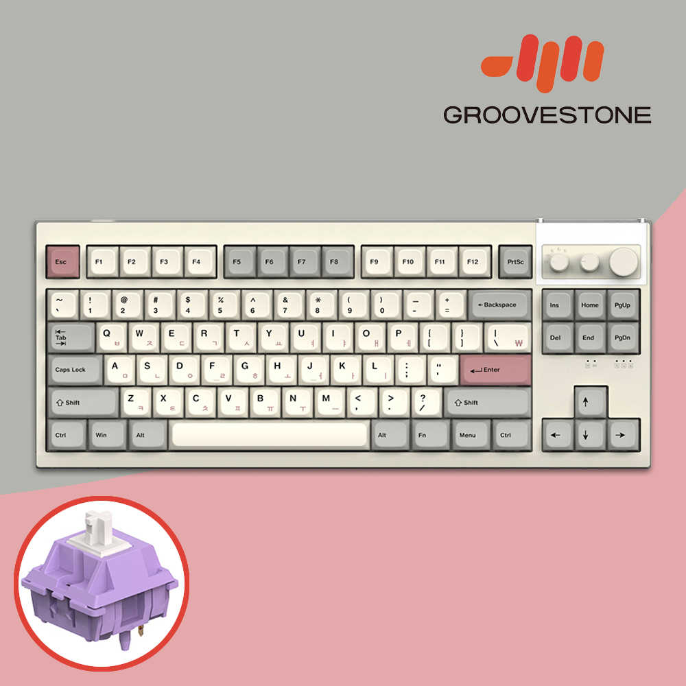 [오브제제공] 엠스톤 그루브스톤 GV8M 8K 무선키보드 라이트P, 밀키V2축, 45g