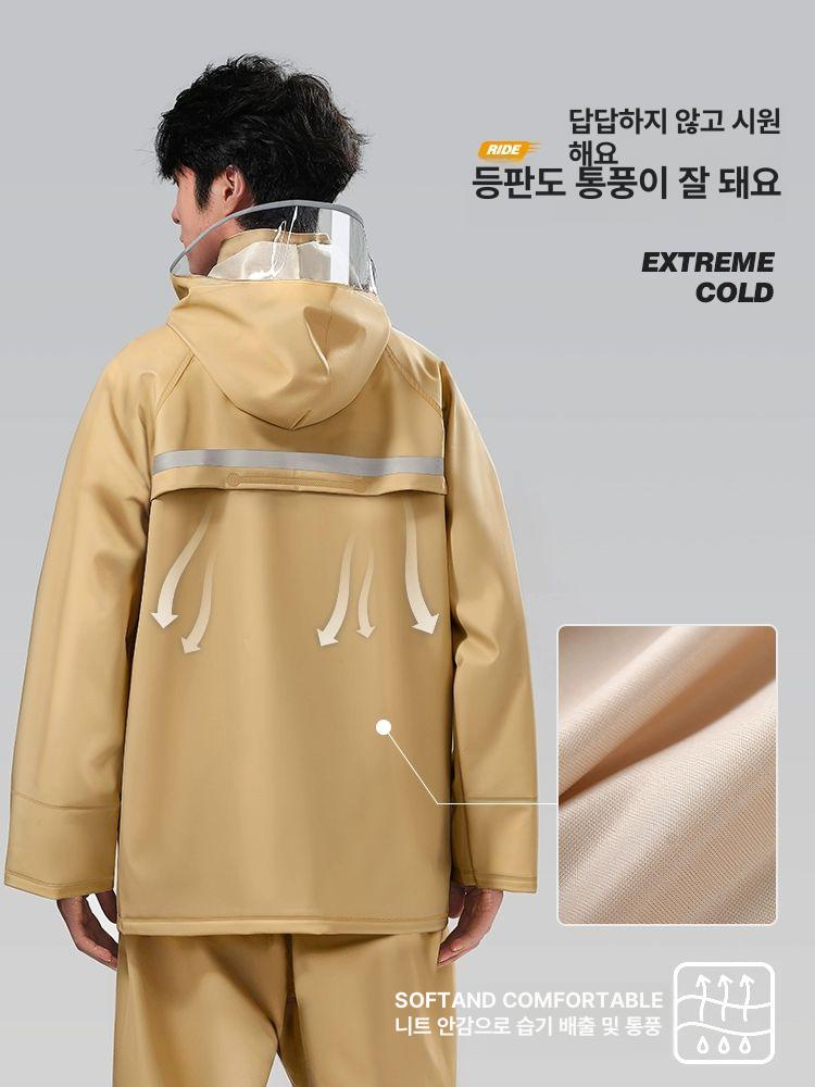 남성용 우의 세트 전신 특대형 소매 남자우비세트 다크나이트 블랙 프리미엄버전 두꺼운 M - 상세 이미지 4