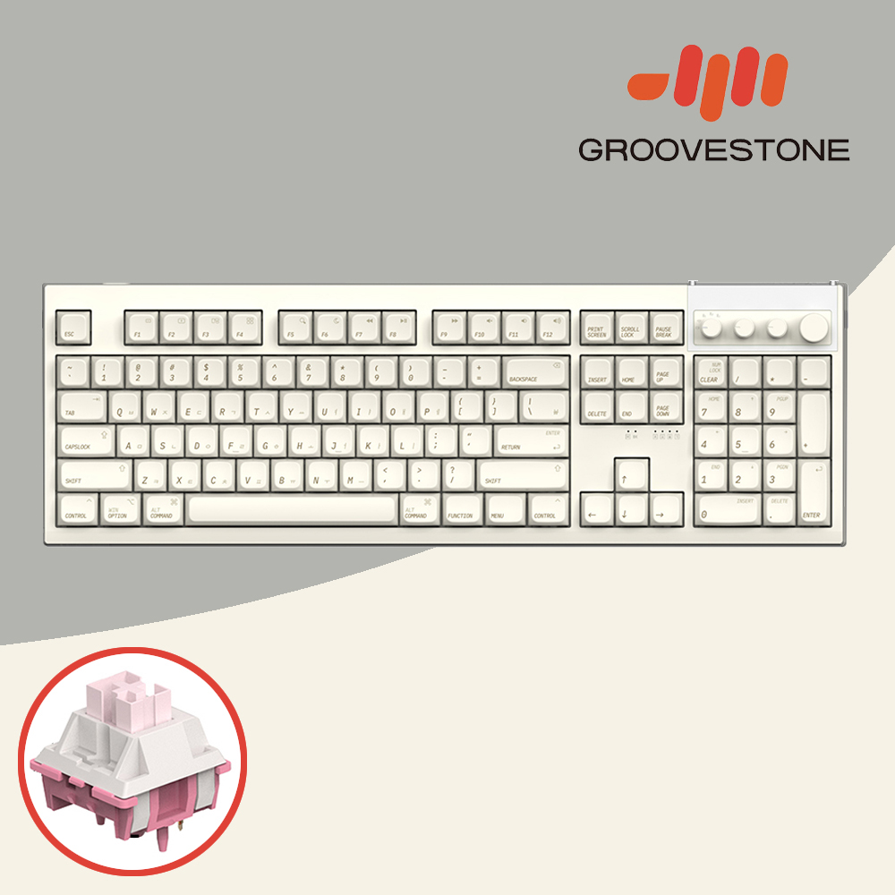 [오브제제공] 엠스톤 그루브스톤 GV10M 8K 무선키보드 애플라떼, 저소음 코랄축, 38g