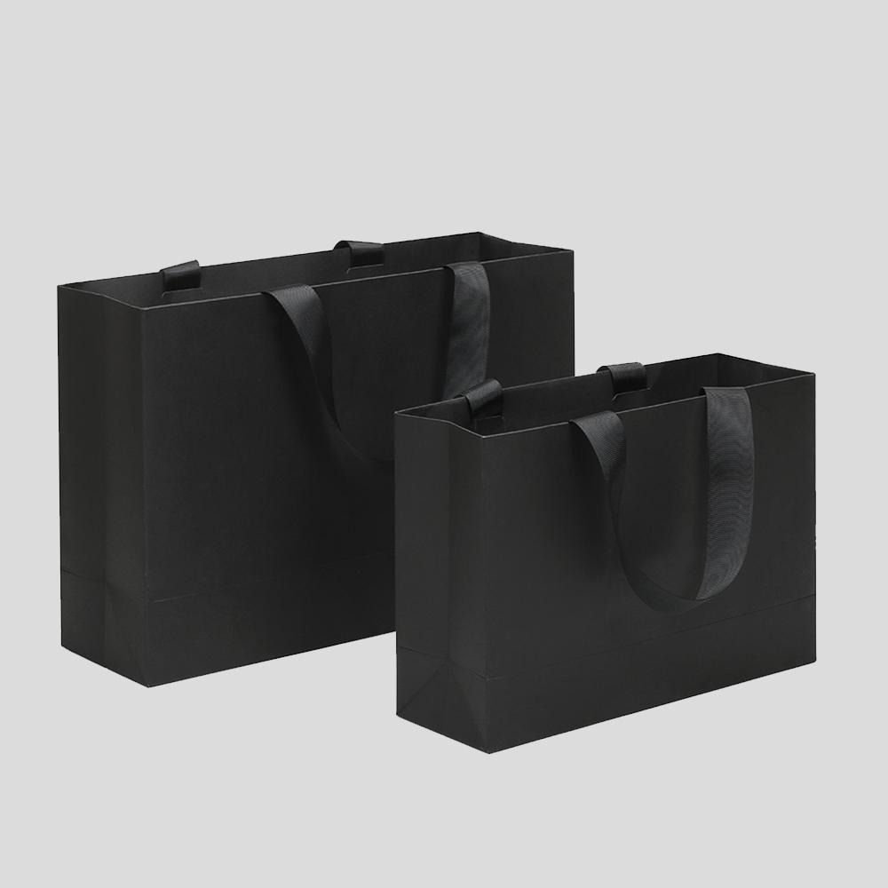 고급쇼핑백 로고인쇄 무지 의류 포장 종이가방 쇼핑백 블랙 17x25x8 소형 검정 카드지 10개 - 상세 이미지 2