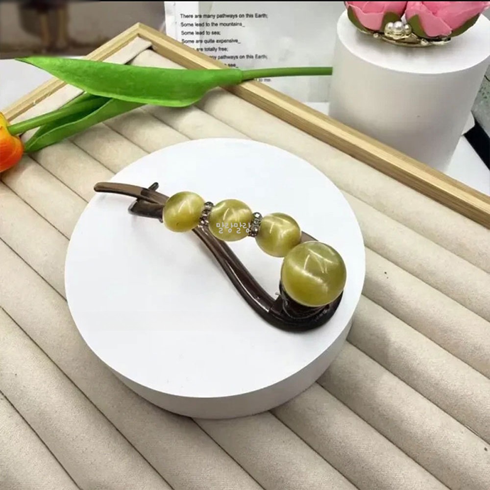 구슬 트위스트집게핀 가로 올림머리핀 왕방울 예쁜 삔 - 상세 이미지 4