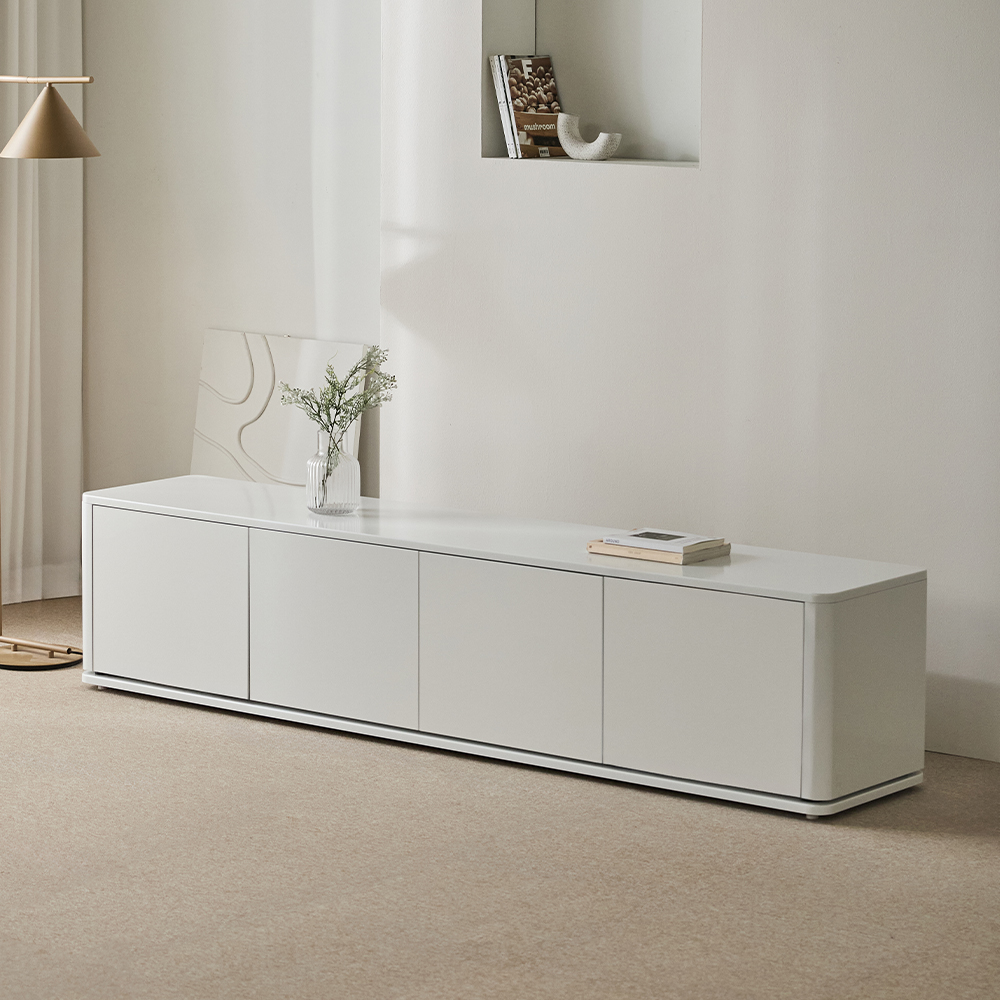 멜리나 하이그로시 높은거실장 2000 2000x400x430mm, 크림화이트