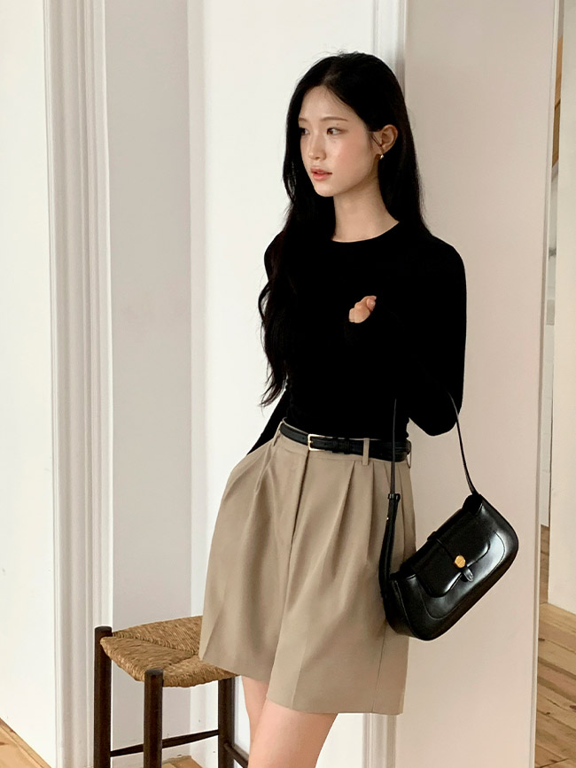 셔링 레이어드 슬림 긴팔 티셔츠 ts4697 - 상세 이미지 5