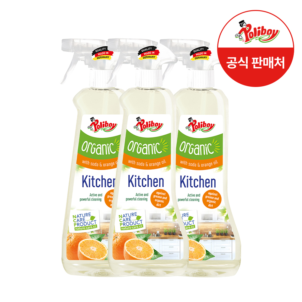 폴리보이 오가닉 오렌지 키친 클리너 500ml 3개 식탁 싱크대 냉장고 청소 주방 세정제 - 상품 이미지