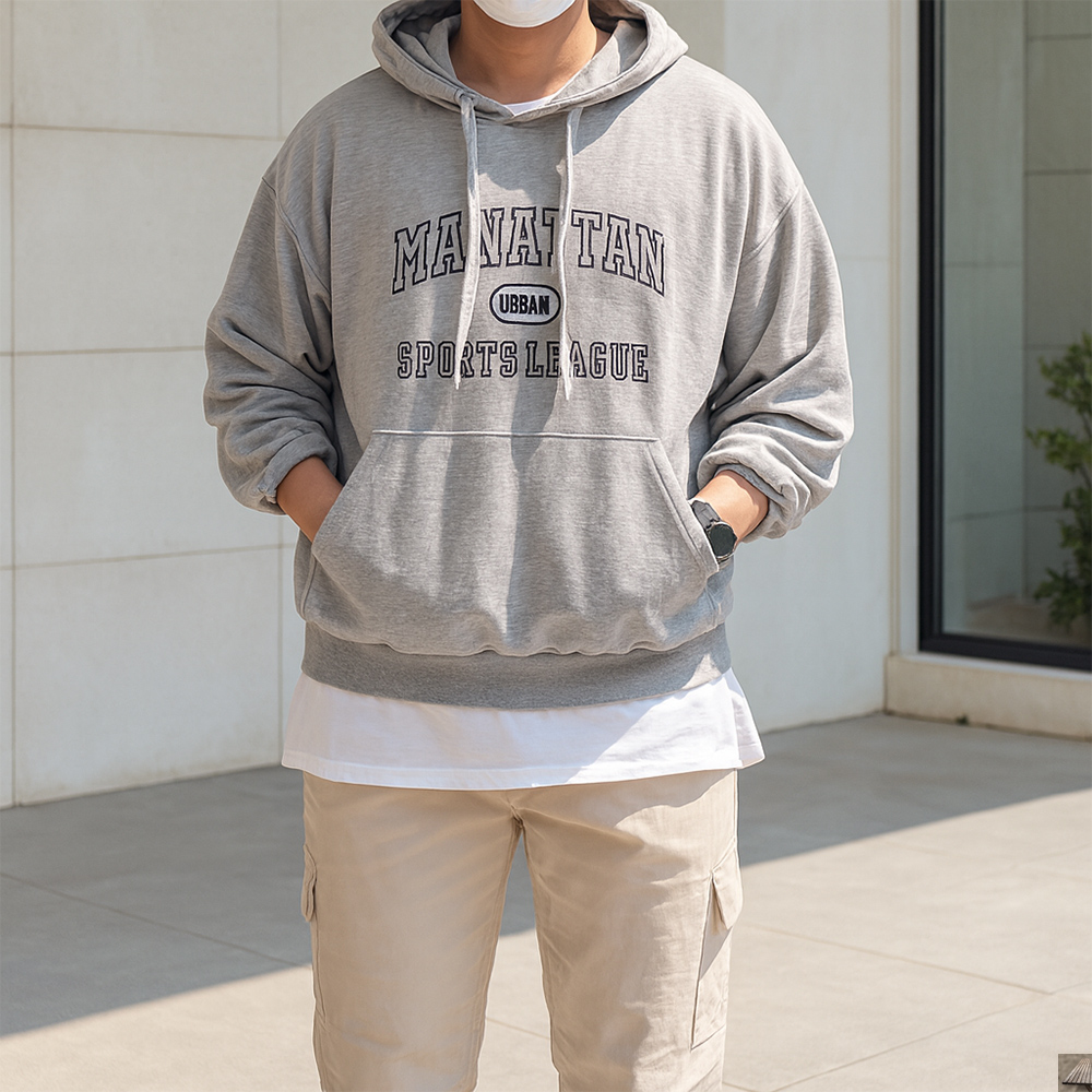 1+1 맨하탄 남자오버핏후드티 커플후드티 - 상세 이미지 5