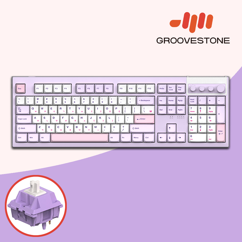 [오브제제공] 엠스톤 그루브스톤 GV10M 8K 무선키보드 퍼플러, 밀키V2축, 45g