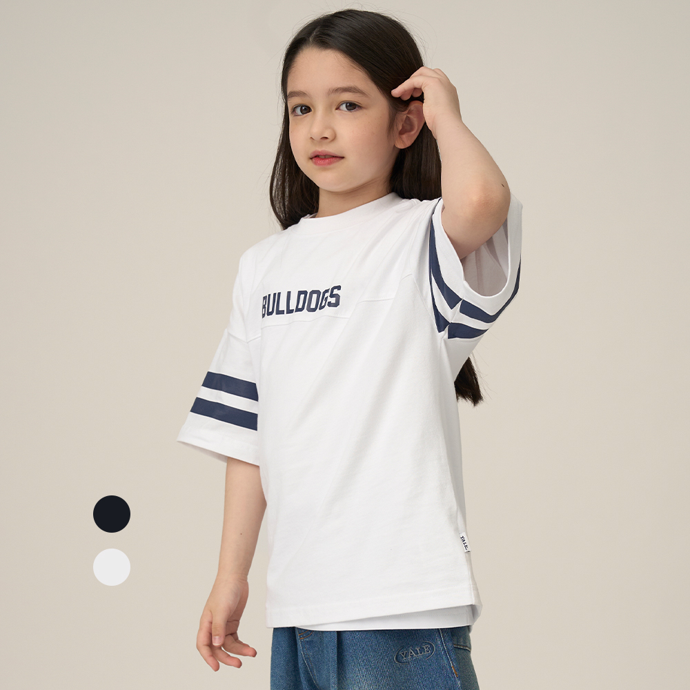 예일키즈 소매 포인트 바시티 하프 셔츠 A5M019 - 상품 이미지