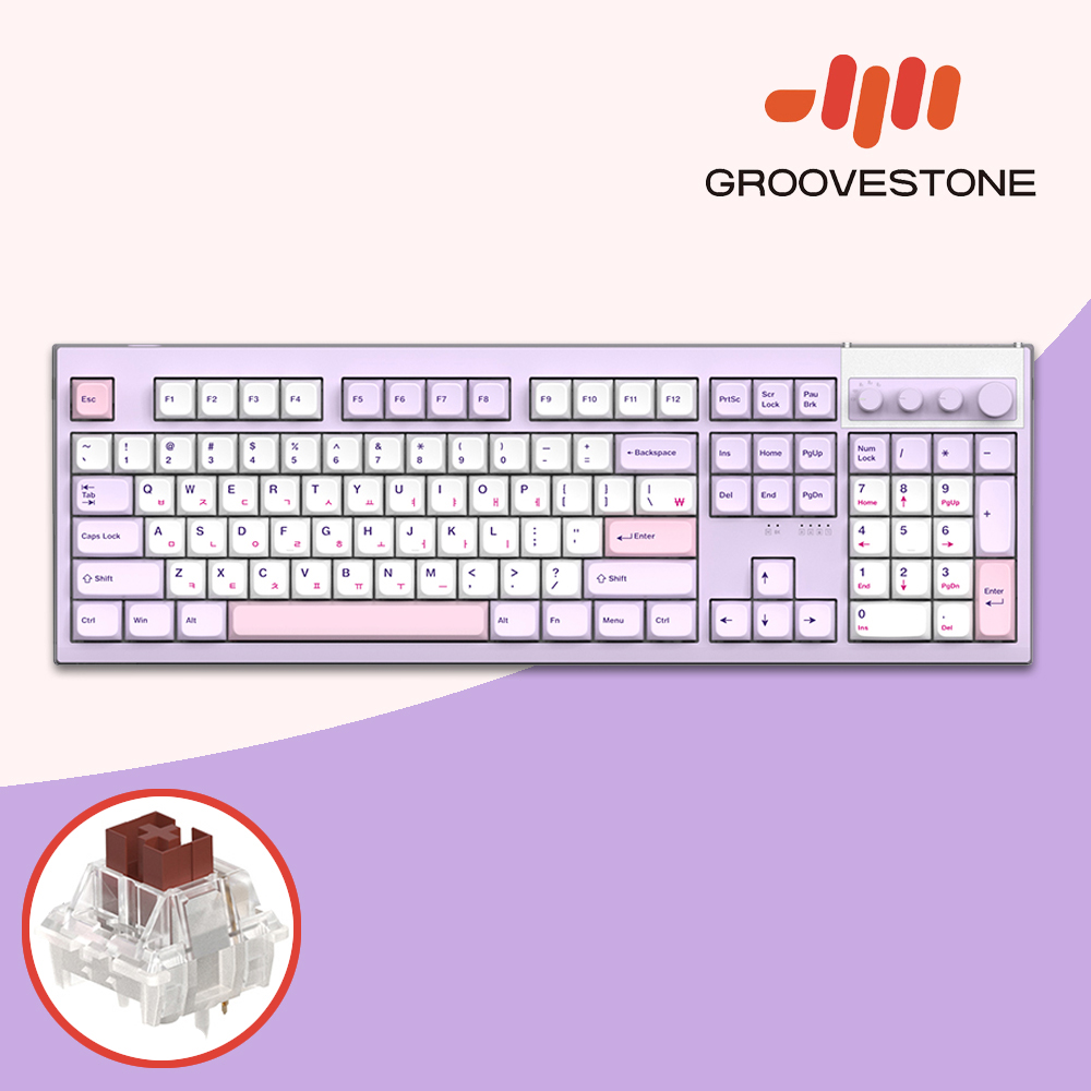 [오브제제공] 엠스톤 그루브스톤 GV10M 8K 무선키보드 퍼플러, 저소음 갈축, 45g