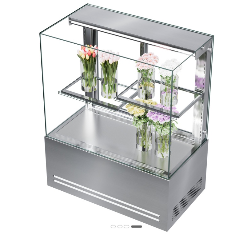 화이트 플라워쇼케이스냉장고 사면유리 꽃냉장고쇼케이스 900