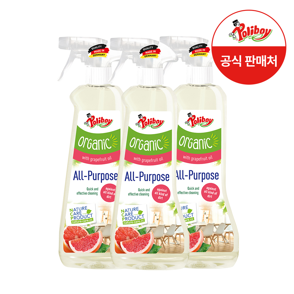 폴리보이 오가닉 자몽 다목적 클리너 500ml 3개 주방 가구 찌든 기름때 항균 세정제 - 메인 이미지