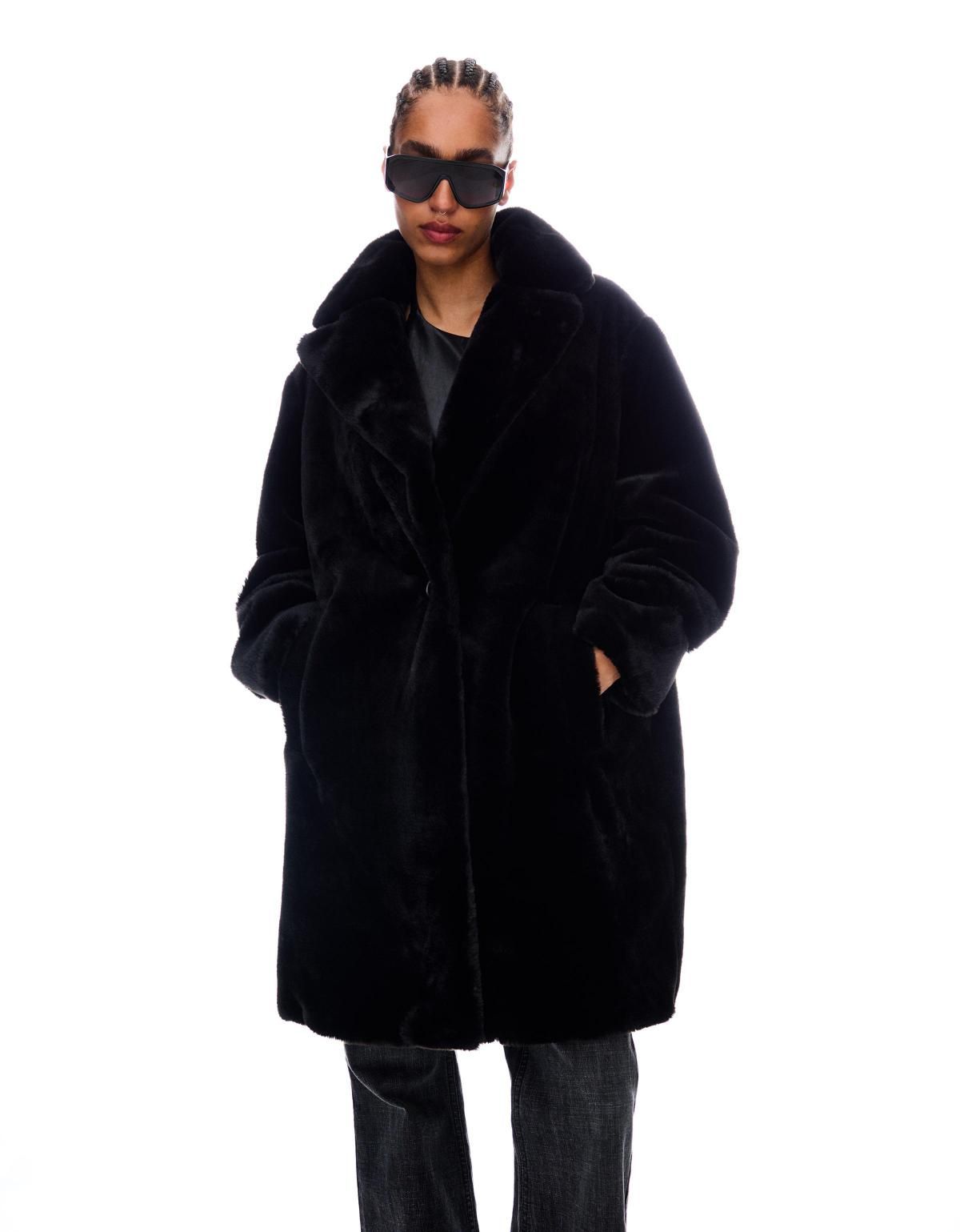 버쉬카 블랙 페이크 퍼 롱 코트 6898/741 BLACK - 상세 이미지 5