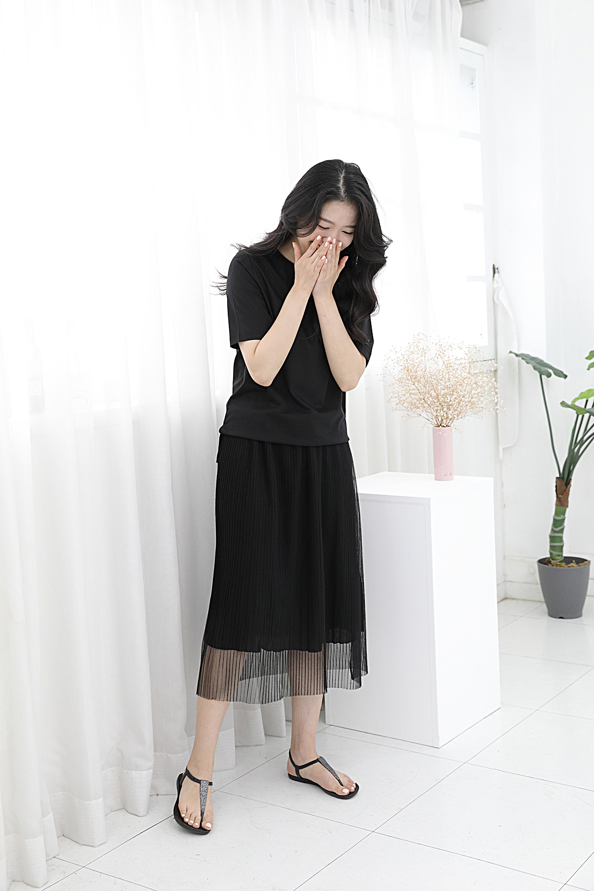 SINCLAIR 싱클레어 프리미엄 코튼실크 티셔츠 무지 블랙 - 상세 이미지 2