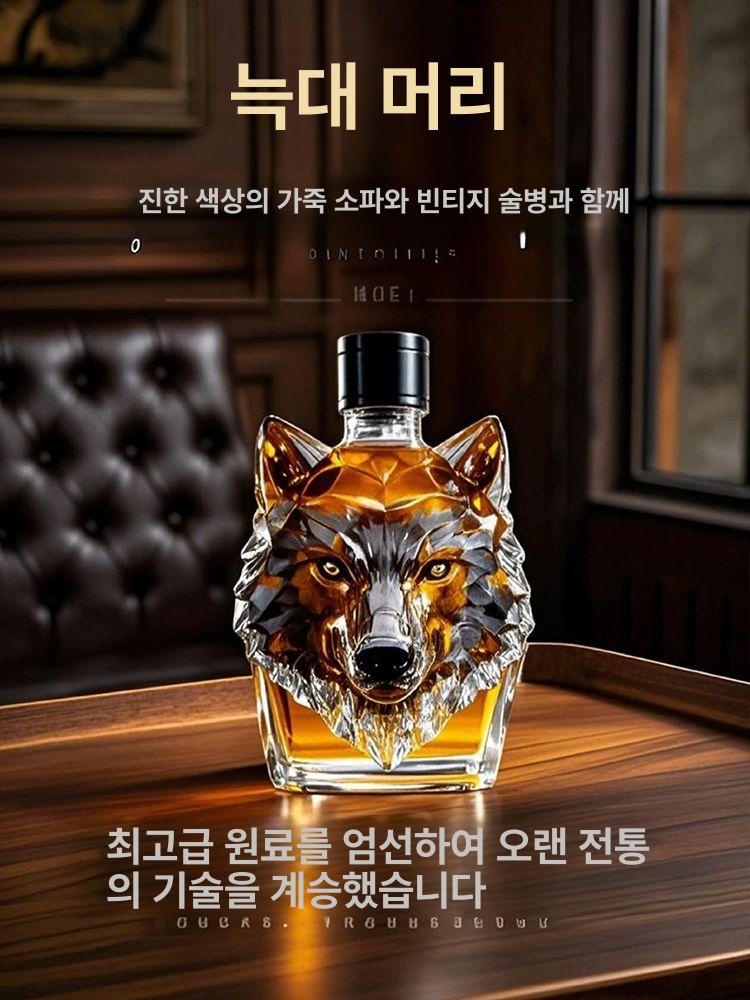늑대 머리 담금주 동물 디자인 칵테일바고급 공병 약주 술병 칵테일바 거실 위스키 술장 300ml 늑대 머리 - 상세 이미지 5
