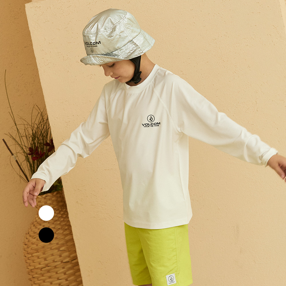 볼컴키즈 볼컴 심볼 로고 아쿠아 래쉬가드 티셔츠 D5M025